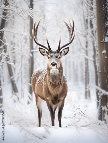 A Photo of a Deer in a Winter Setting