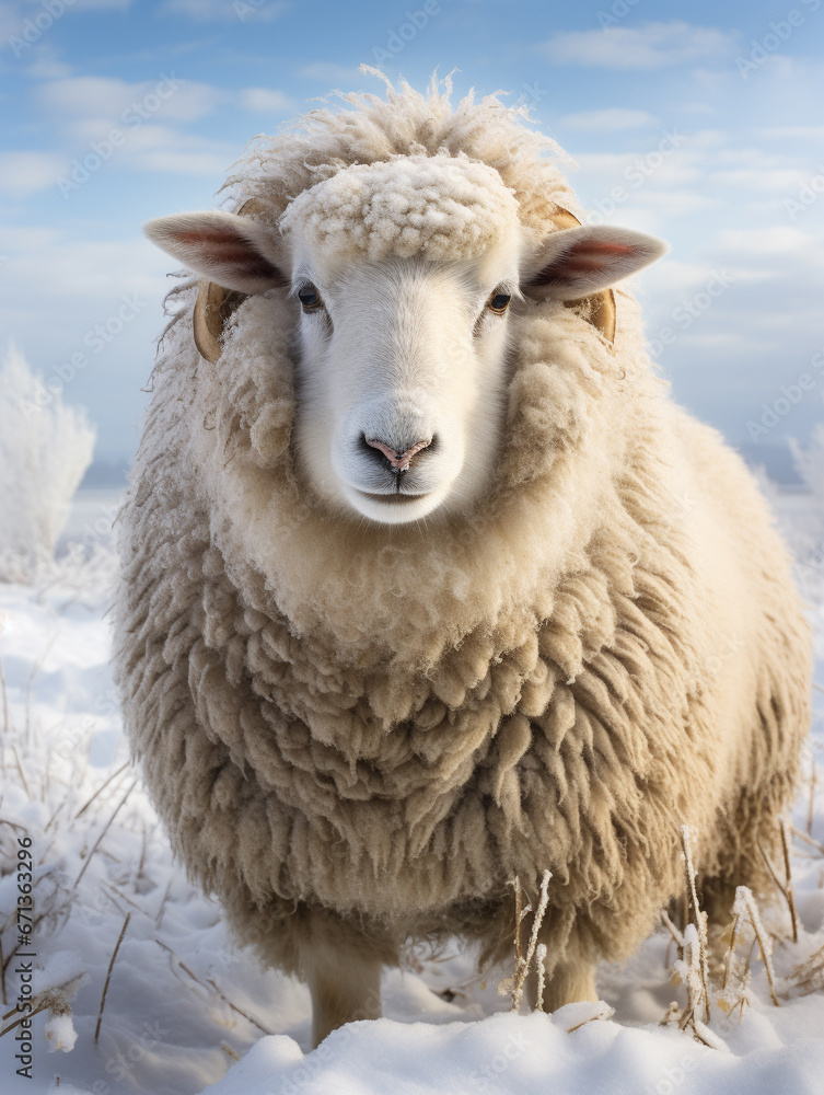 A Photo of a Sheep in a Winter Setting