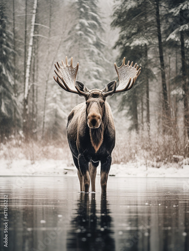 A Photo of a Moose in a Winter Setting © Nathan Hutchcraft