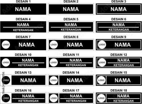 set of template design nametag