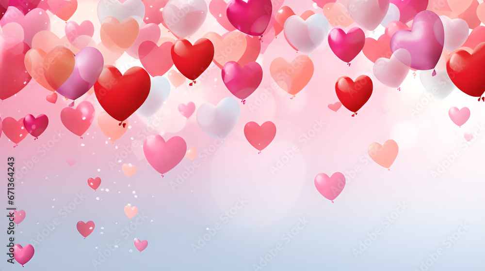 Hearts Aflutter: Celebrate Valentine's Day with Balloons.Heart-Shaped Balloons in Pink and Red.Heart-Shaped Balloons Valentine's Background