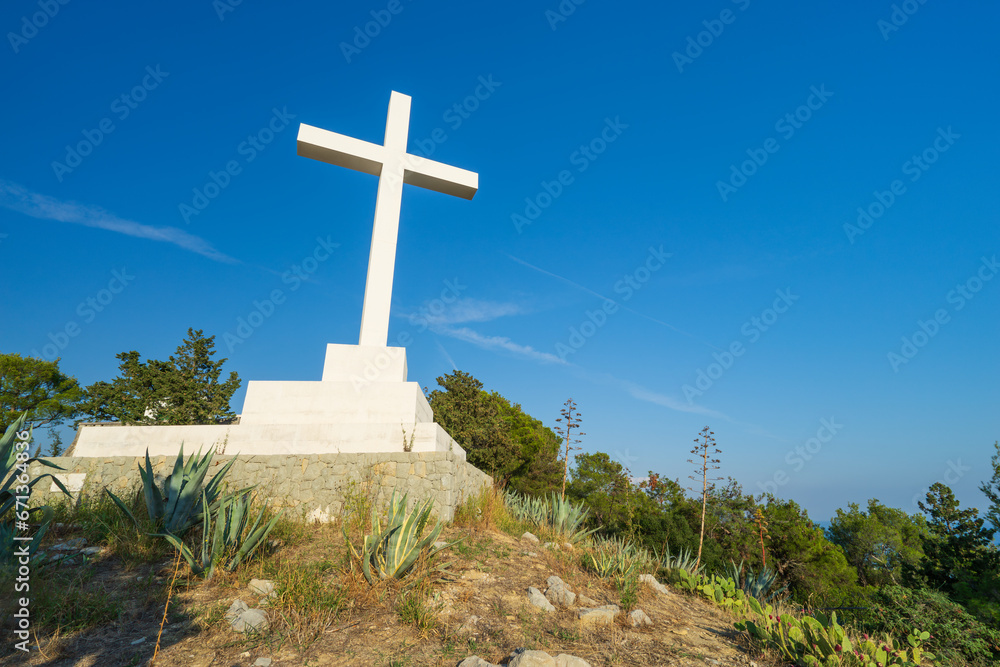 Cross on the hill at Marjan park in Split. Croatia Cross on the hill at Marjan park in Split. Croatia