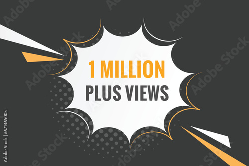 1 Million plus views text web button. 1 Million plus views banner label
