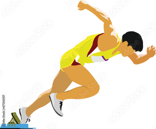 Short-distance runner. Start. Vector illustration