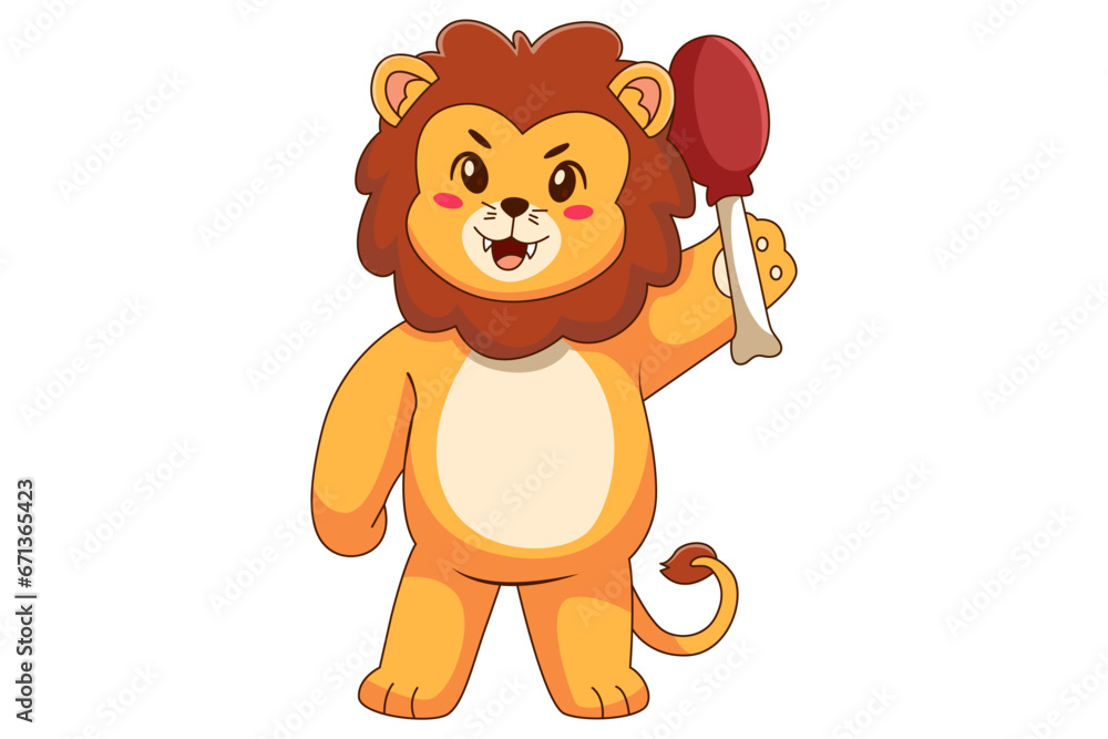 Fototapeta premium Cute Lion Cartoon Character Design