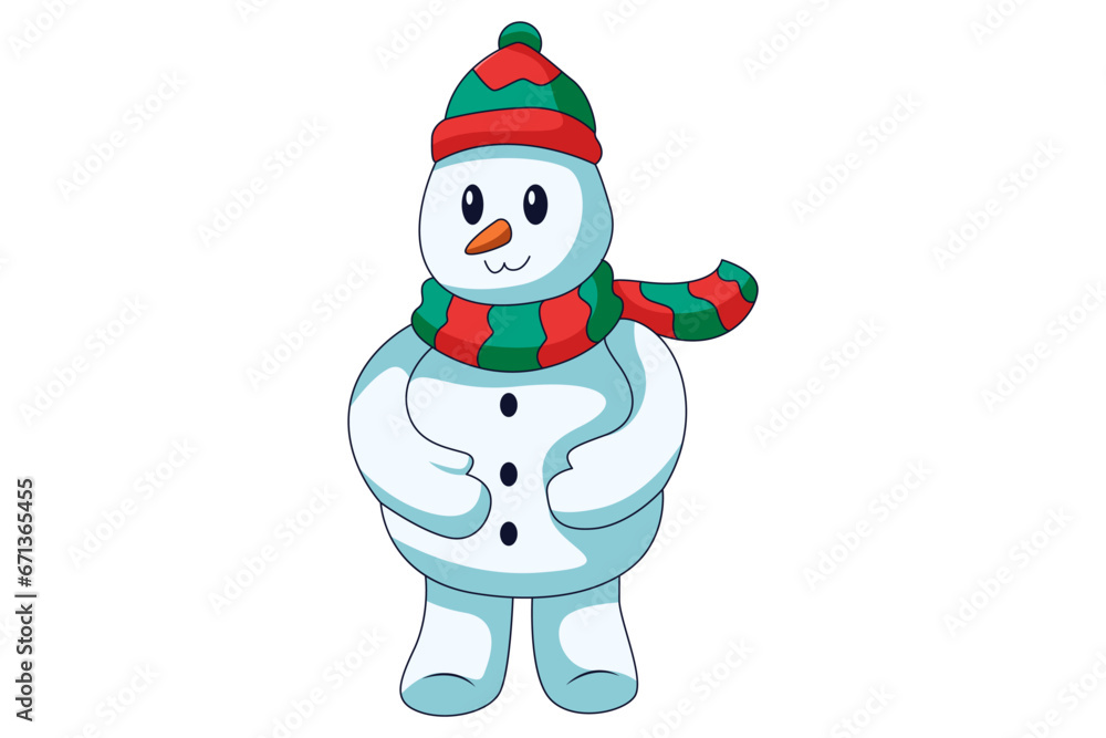 Cute Snowman Cartoon Character Design