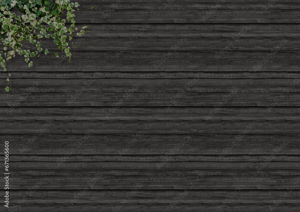 Obraz premium 板テクスチャー 背景 木目 葉