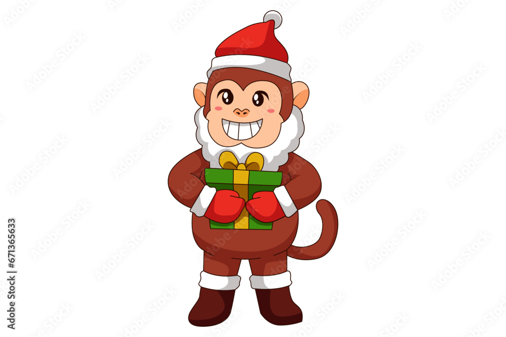 Cute Christmas Monkey Cartoon Character Design Cute Christmas Monkey Cartoon Character Design