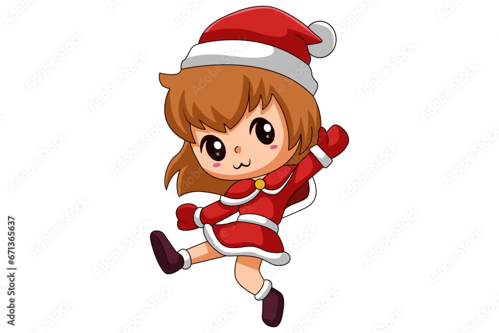 Cute Christmas Girl Cartoon Character Design Cute Christmas Girl Cartoon Character Design