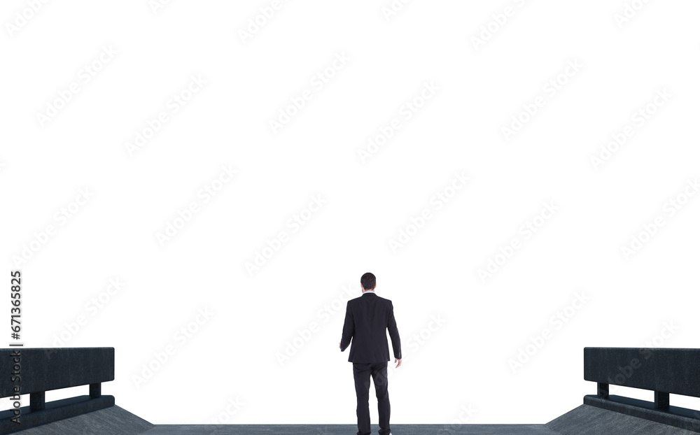 Digital png illustration of businessman on bridge on transparent background Digital png illustration of businessman on bridge on transparent background