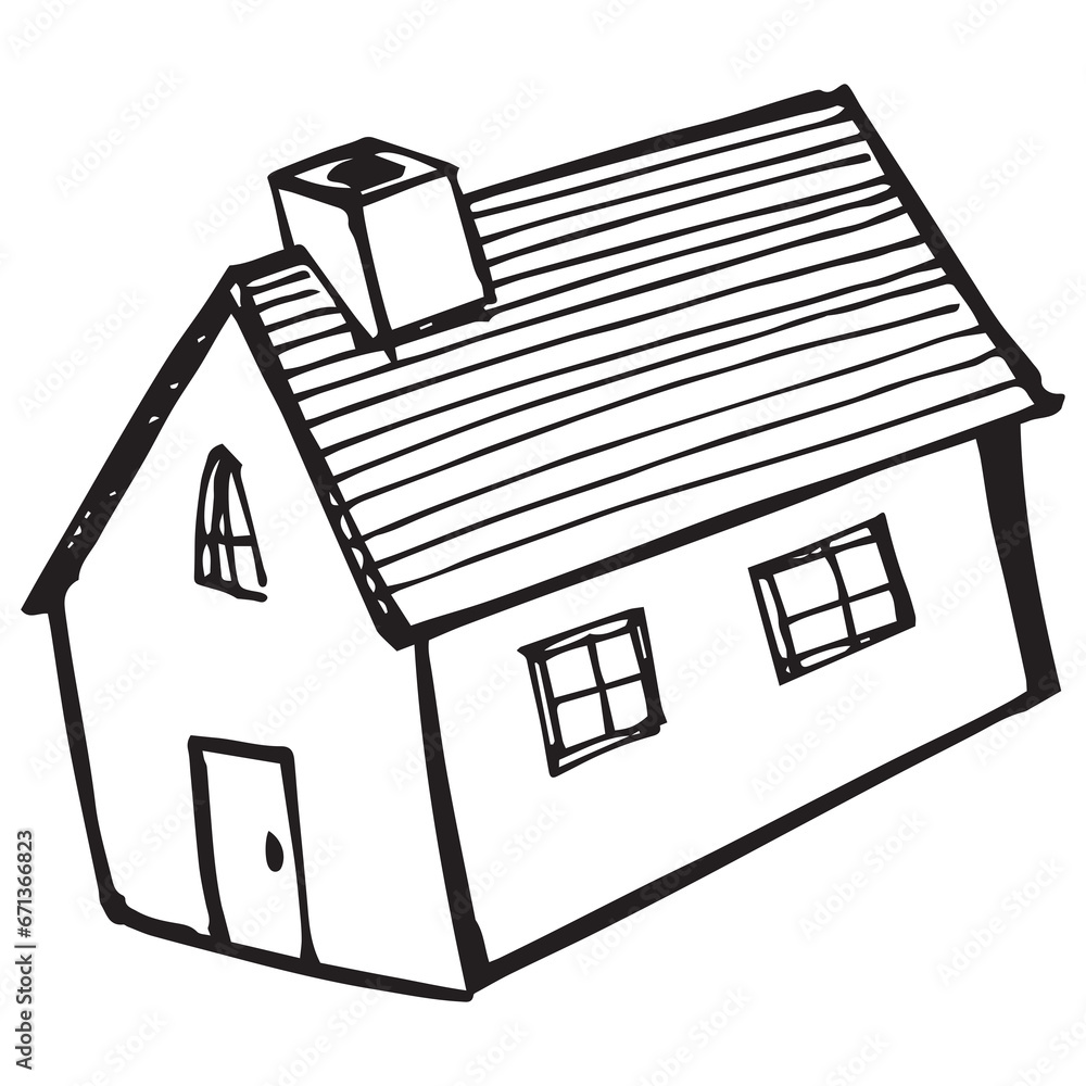 Digital png illustration of black house outline on transparent ...