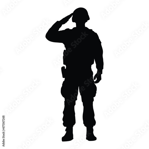 Military Soldier Salute Silhouette on White