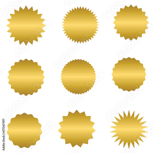 Set of golden starburst price tag label, gold sale sticker badge