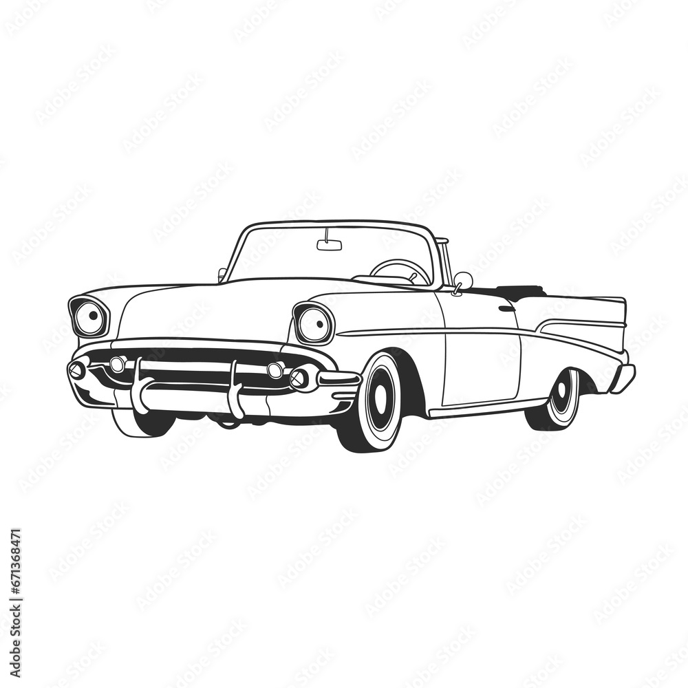 Outline illustration design of a vintage car 4
