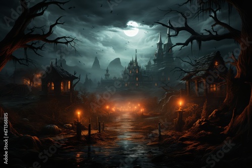 Halloweenspooky graveyarddark and eeriehorror movie © yuchen