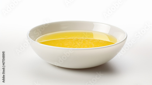 Bowl of broth on white background
