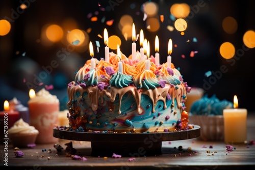 Happy birthday cake candles celebration joyful party photo