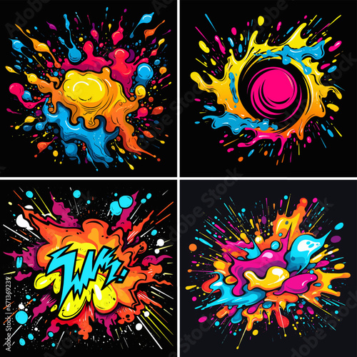 explode ethnicity splashing burst explosion destruction ink rainbow spray falling dye fantasy