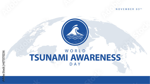 World tsunami awareness day. Tsunami warning vector illustration. Suitable for banners, web, social media, greeting cards etc