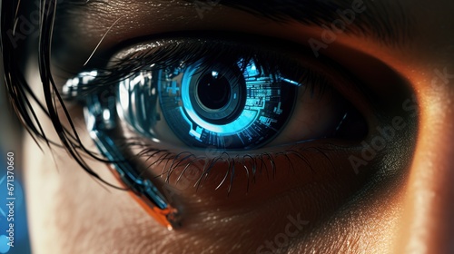 New age of AR / VR vision. AR / VR contact lenses. Digital vision. Optical revolution photo