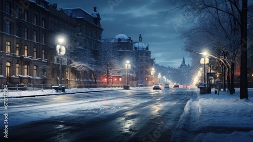 Winter city night background illustrations
