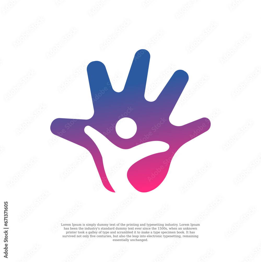 Obraz premium waving person logo design template illustration