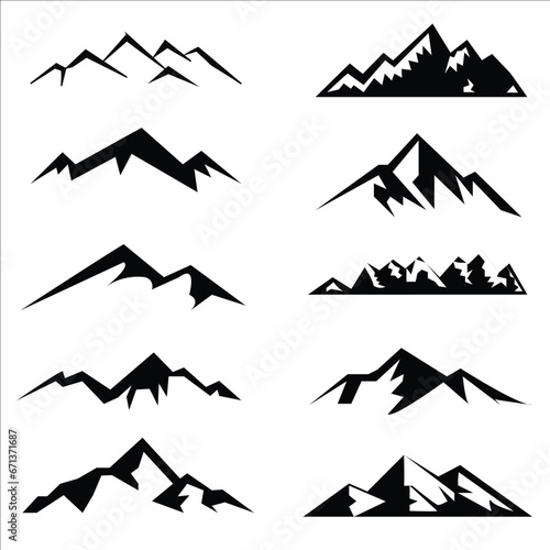 set of 6 mountain icons set. vector illustration. eps file 10.