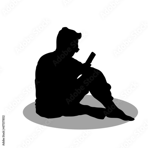 Men sitting silhourette vector
