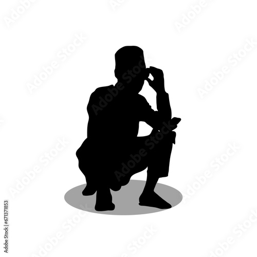 Men sitting silhourette vector