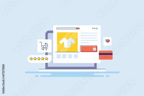 Digital shopping store, ecommerce cart shopping online transaction payment using bank card, vector illustration web banner.