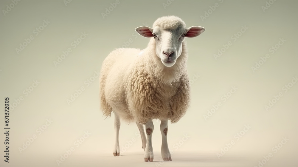 Sheep on a beige background with a white sheep Sheep on a beige background with a white sheep