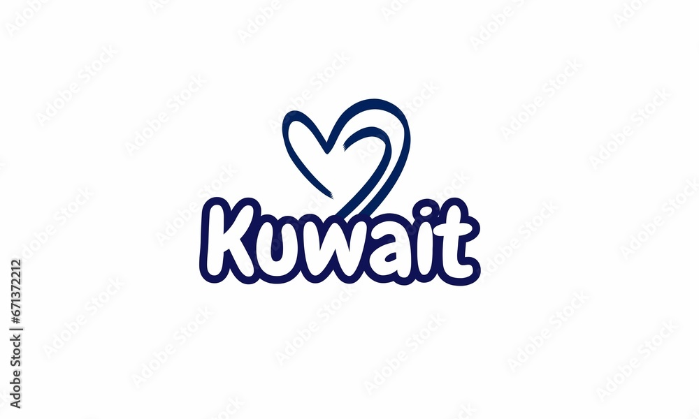 A heart-shaped design of Kuwait combines the country's outline with a symbol of love, representing a strong affection for Kuwait.