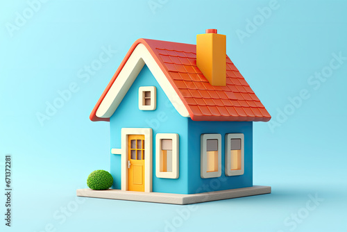Illustration of a small blue house