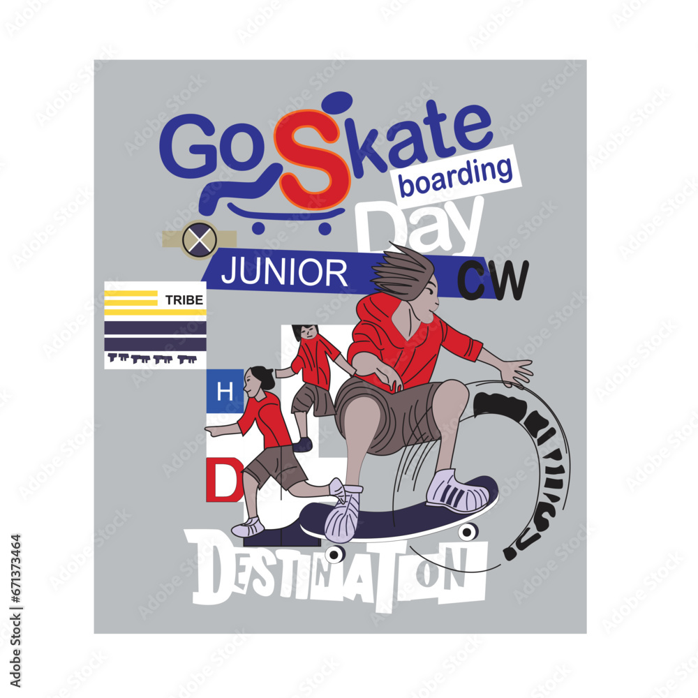 skate boarding print vector art. skate boarding print vector art.