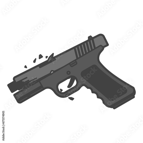 戦場で故障したハンドガン・ピストル・拳銃のイラスト
