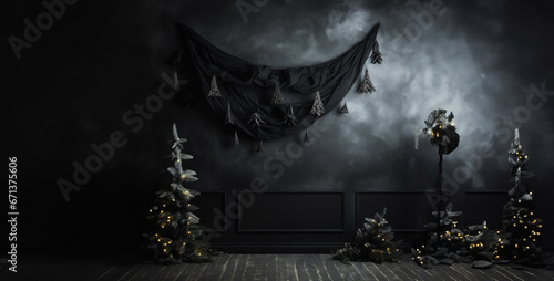 a black themed christmas photography backdrop