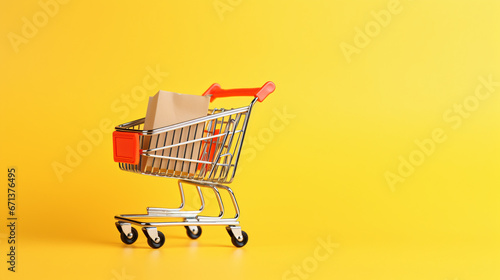 Paper shopping bags with shopping cart