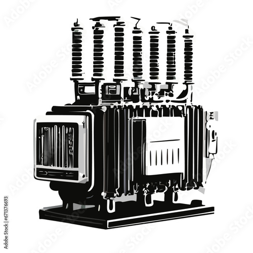 変電所や発電所にある変圧器のイラスト