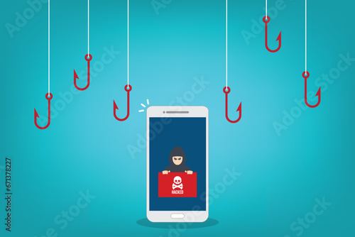 Hacker attack. Hackers and cybercriminals phishing, identity theft, user login, password, documents, email and credit card. Hacking and web security. Internet phishing concept.	