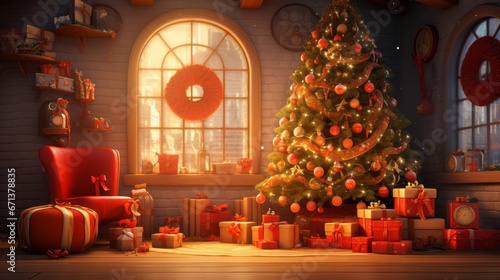 Merry Christmas Festival Cartoon style3D Generative AI photo