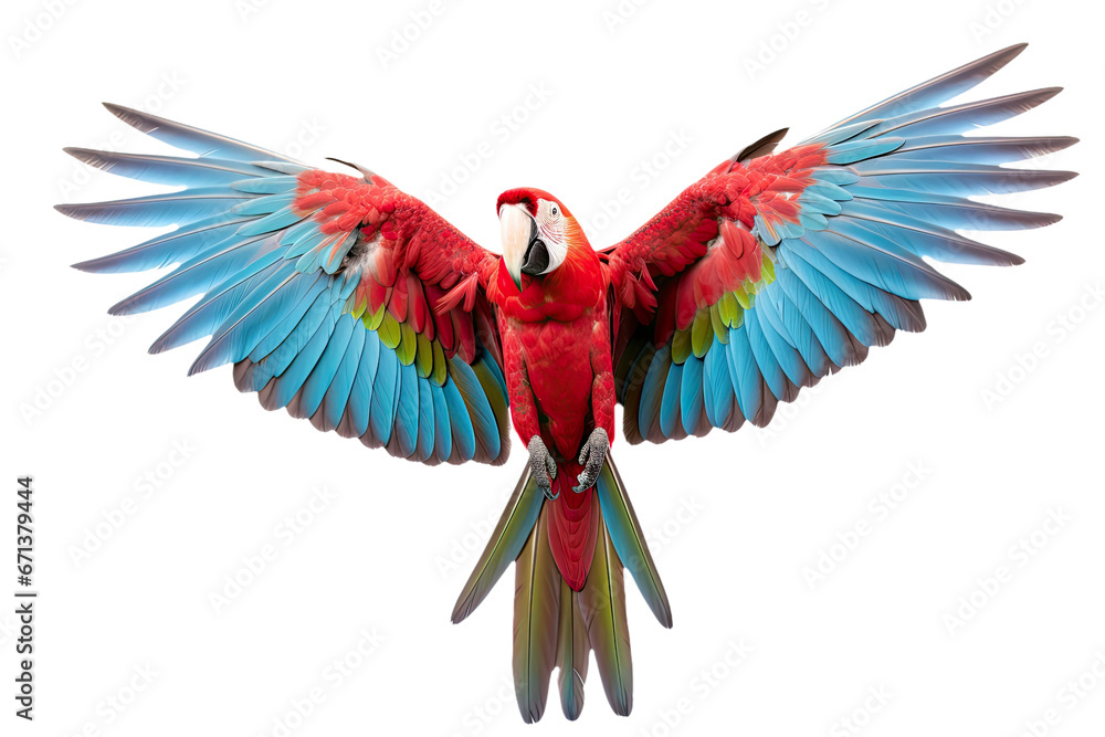 Fototapeta premium Green-winged Macaw, in front of white background