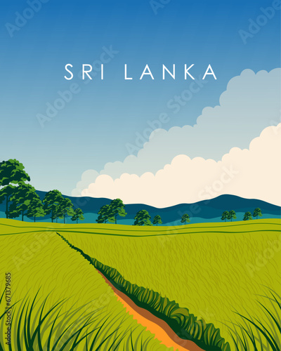 Sri Lanka travel poster, vertical banner, postcard