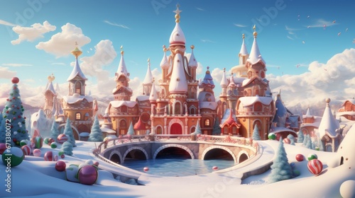 Merry Christmas Festival Cartoon style3D Generative AI photo