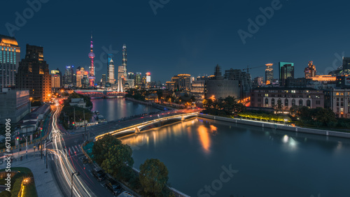 night view of Shanghai (Aerial View)-Bustling metropolis (Asia)