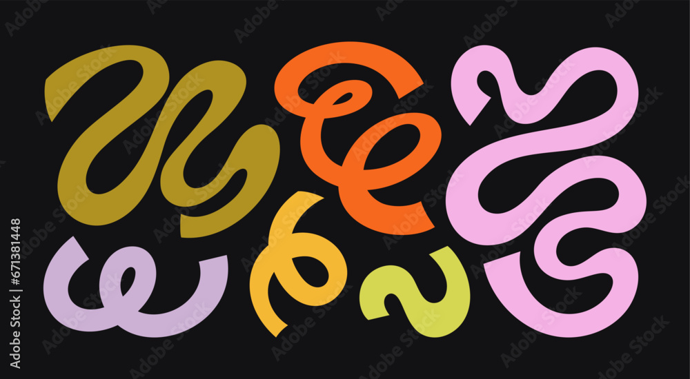 Abstract Wave Shapes and Funky Confetti Forms. Vector Geometric Collage Elements in Cartoon Style Abstract Wave Shapes and Funky Confetti Forms. Vector Geometric Collage Elements in Cartoon Style