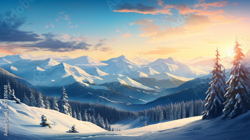 Winter snowy mountain panorama © Rimsha