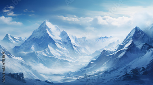 Winter snowy mountain panorama