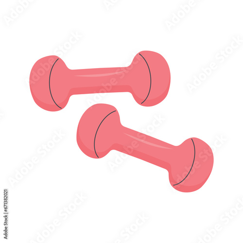 Fitness dumbbells. Healthy lifestyle, lose weight, sport, fitness, diet concept. Flat cartoon illustration.