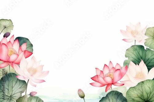 Fototapeta Naklejka Na Ścianę i Meble -  watercolor lotus flowers background