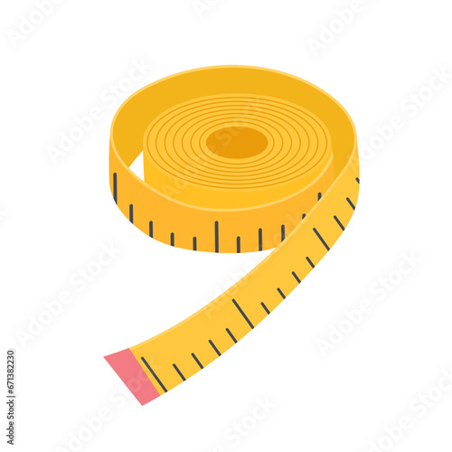 Measuring tape. Healthy lifestyle, lose weight, diet concept. Flat cartoon illustration.